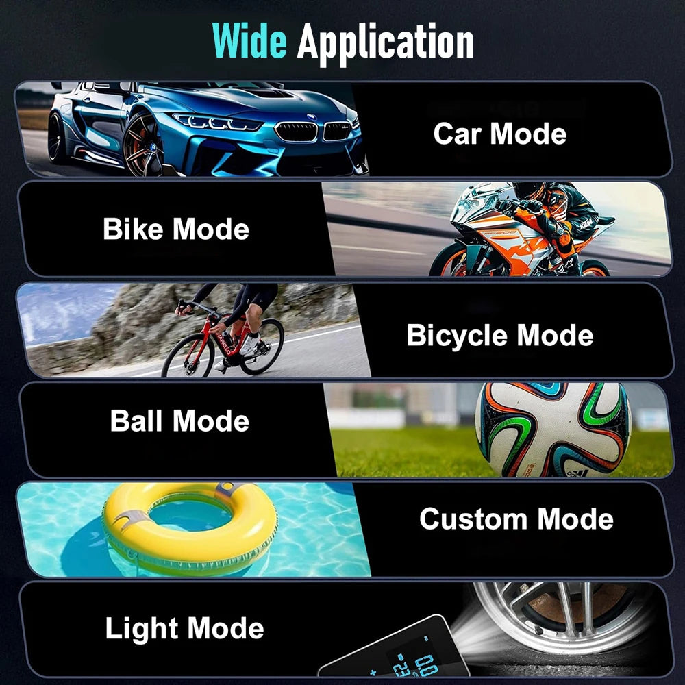 Wireless Air Pump Touch Screen Portable Electric Tire Inflator Mini Air Compressor for Motorcycle Bicycle Car Tire Ball Inflator