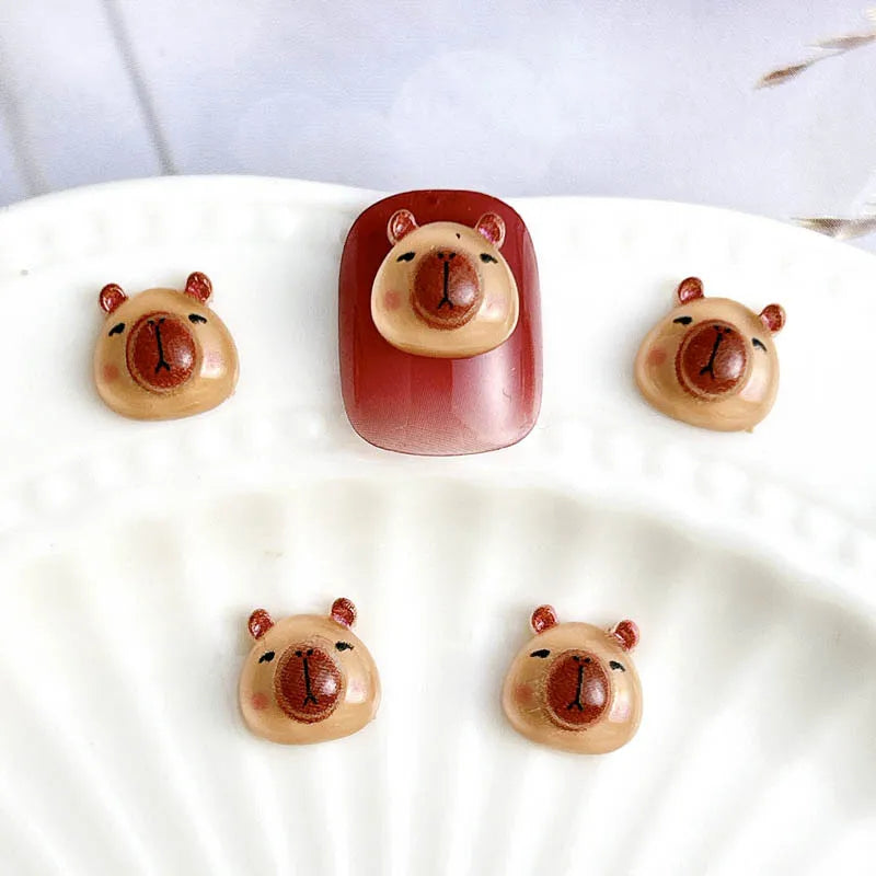 50Pcs Cartoon Cute Resin Capybara Nail Charms Creative Hamster Animal Nail Art Decoration Accessories for DIY Manicure Crafts