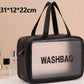 1pc Black Transparent Portable Women Travel Wash Bag Waterproof Makeup Storage Pouch Large Capacity Cosmetic Organizer