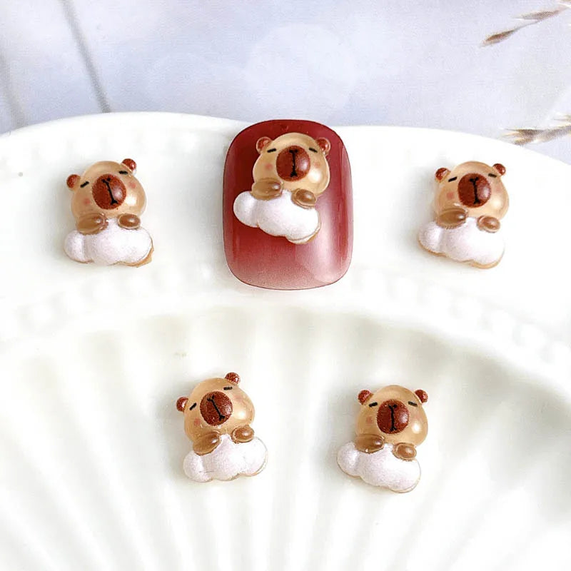 50Pcs Cartoon Cute Resin Capybara Nail Charms Creative Hamster Animal Nail Art Decoration Accessories for DIY Manicure Crafts