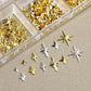 6/12Grids Gold Star Moon Metallic Rivet 3D Nail Charms Alloy Sun Moon Starlight Rhinestones Nail Studs For Nail Art Decoration
