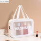 1pc Black Transparent Portable Women Travel Wash Bag Waterproof Makeup Storage Pouch Large Capacity Cosmetic Organizer