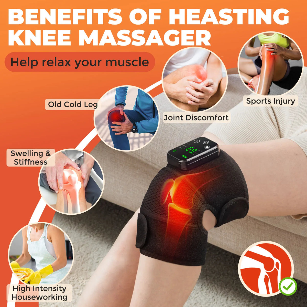 1/2 PCS 3 In1 Electric Heated Vibration Knee Massage Pad Massager Shoulder Elbow Knee Hot Compress Thermal Joint Brace Muscle Relaxation