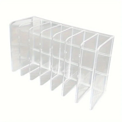 7-Slot Transparent Plastic Cosmetic Organizer Multi-Functional Makeup Holder for Home Office Bathroom Dressing Table Sorting