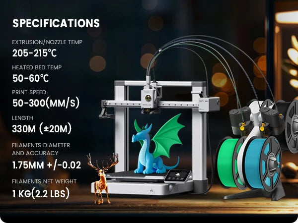 TECBEARS 1 Roll PLA Plus 3D Filament Printer 1.75mm ±0.02mm Environmentally Friendly, Smooth and Bubble-Free Filament FDM DIY Gift