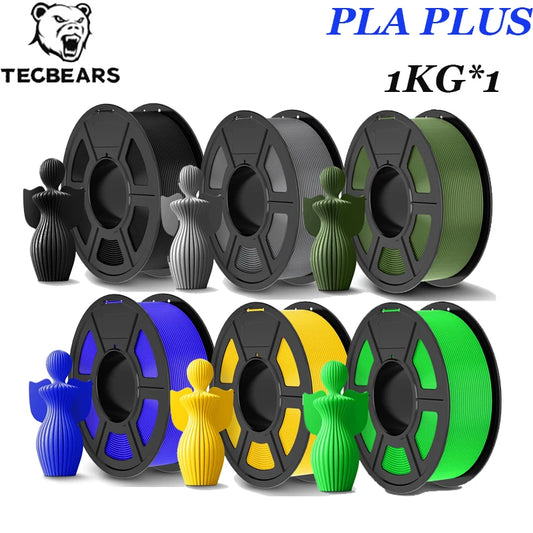 TECBEARS 1 Roll PLA Plus 3D Filament Printer 1.75mm ±0.02mm Environmentally Friendly, Smooth and Bubble-Free Filament FDM DIY Gift
