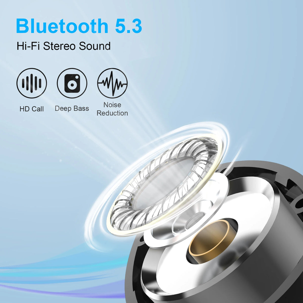 Wireless Earbuds, Bluetooth 5.3 Earbuds Stereo Bass, in-Ear Noise Cancelling Mic, Earphones IP7 Waterproof Sports, 50H Playback.