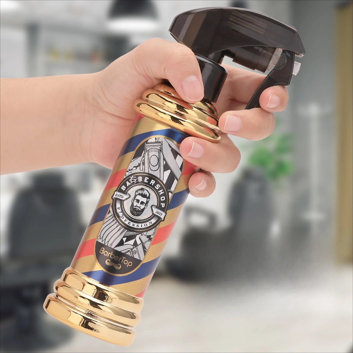 Professional Sanitizer Spray Bottle Vintage Glass with Nozzle Alcohol Disinfectant Dispenser for Barber Salon Hair Styling Tool