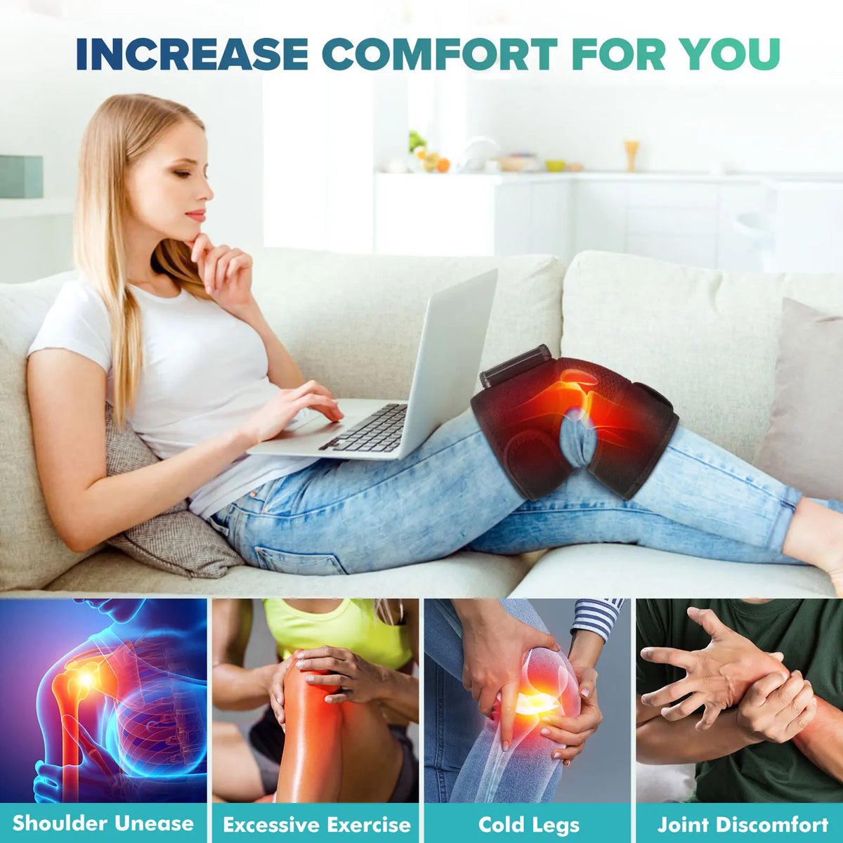 1/2 PCS 3 In1 Electric Heated Vibration Knee Massage Pad Massager Shoulder Elbow Knee Hot Compress Thermal Joint Brace Muscle Relaxation