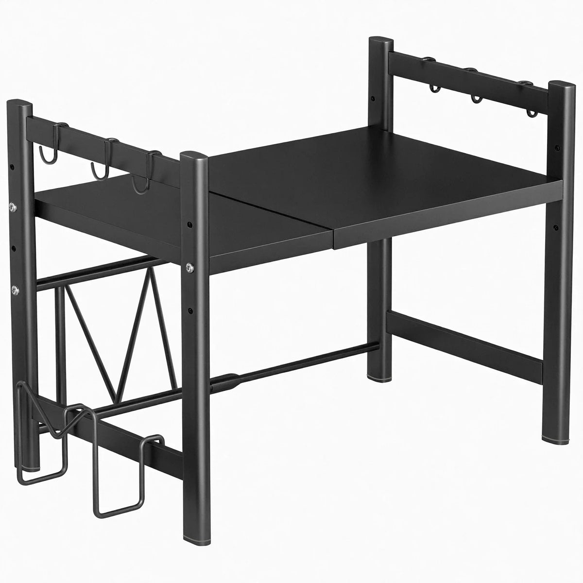 Expandable Microwave Shelf, Microwave Oven Rack Stand Holder Kitchen Corner Shelf Desktop Printer Shelf Rack, Bakers Rack