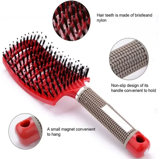 Hair Brush Exfoliating Hair Brush Bristle Women's Wet Curly Hair Comb Salon Hair Styling Tool，Special for Real Hair Wigs