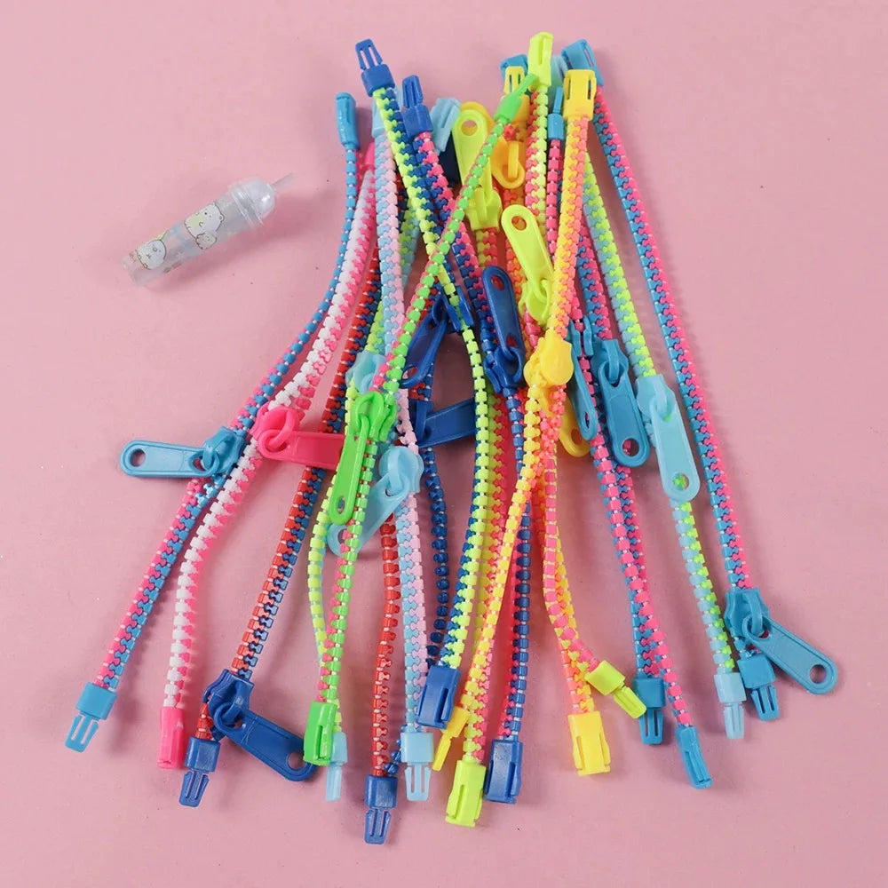 12/24 Pcs Antistress Zipper Bracelet Autism Hand Sensory Fidget Toys Party Favors for Kids Birthday Baby Shower Goodie Bags Gift