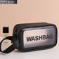 1pc Black Transparent Portable Women Travel Wash Bag Waterproof Makeup Storage Pouch Large Capacity Cosmetic Organizer