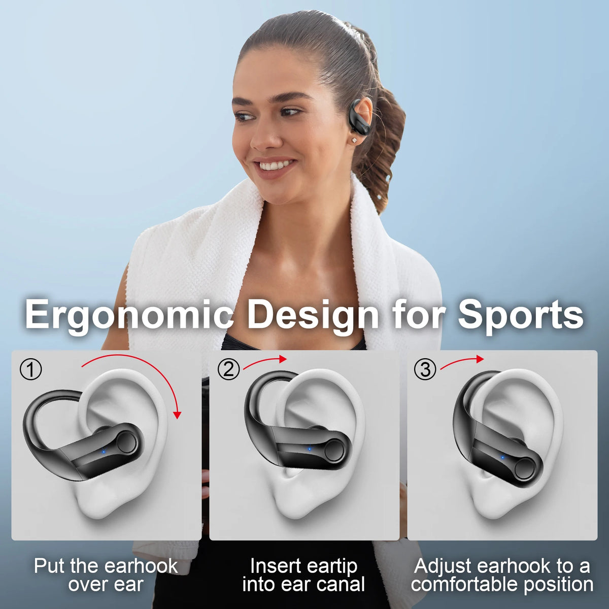 Wireless Earbuds, Bluetooth 5.3 Earbuds Stereo Bass, in-Ear Noise Cancelling Mic, Earphones IP7 Waterproof Sports, 50H Playback.